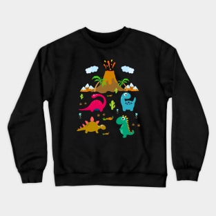 Dinosaur and volcano Crewneck Sweatshirt